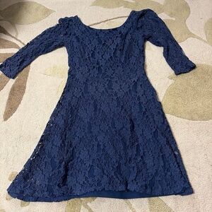 Light Blue Short Puff Sleeve Babydoll Mini Dress Medium